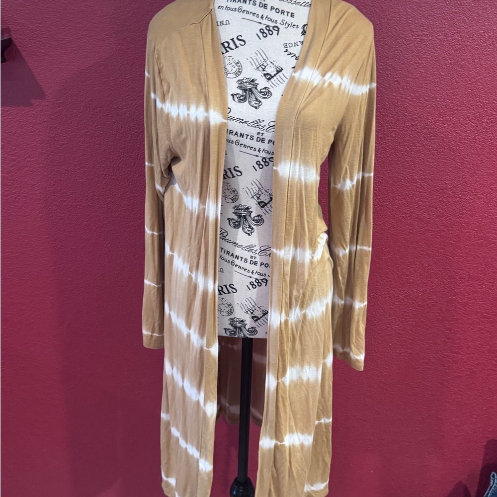 Maurices Tan and White Tie-Dye Cardigan